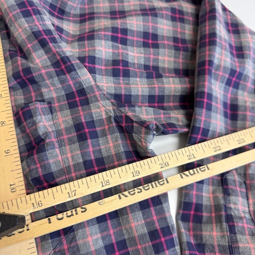 Billy Reid Shirt Mens Medium Gray Pink Plaid Button Down Preppy Designer Luxury - Picture 8 of 8